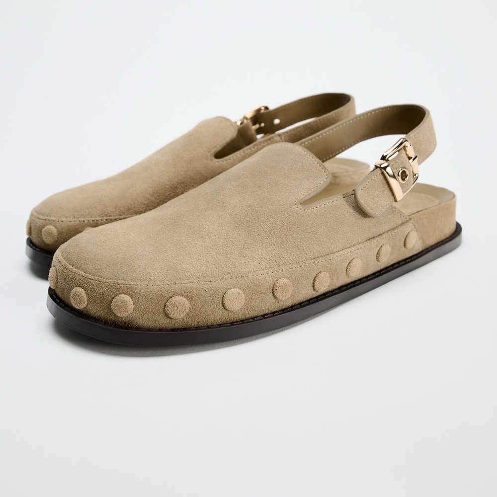 ZARA SUEDE CLOGS WITH APPLIQUÉS like JIL SANDER